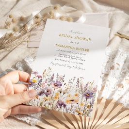 パープルワイルドフラワーズブライダルシャワー 招待状