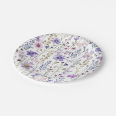 パープルワイルドフラワーズ春パーティー紙プレート ペーパープレート (アングル)