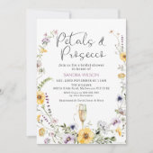 パープルワイルドフラワーズ花びらプロセッコブライダルシャワー 招待状 (正面)
