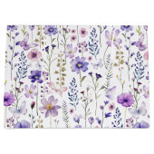 パープルワイルドフラワーズ誕生日植物学抱き枕 ラージペーパーバッグ (正面)