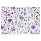 パープルワイルドフラワーズ誕生日植物学抱き枕 ラージペーパーバッグ (裏面)