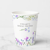 パープルワイルドフラワーデリケートフローラブライダルシャワー 紙コップ (裏面)