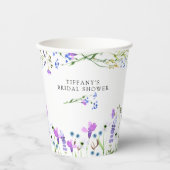 パープルワイルドフラワーデリケートフローラブライダルシャワー 紙コップ (正面)