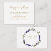 パープルワイルドフラワーハネムーンファンドブライダルシャワー エンクロージャーカード (正面/裏面)