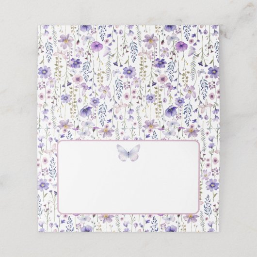 パープルワイルドフラワーバタフライ空白の座席表 プレイスカード (外部開封)