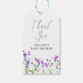 パープルワイルドフラワーパーソナライズされたサンキューギフトラベル ギフトタグ (正面)
