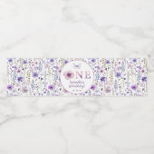 パープルワイルドフラワーファースト誕生日ウォーターボトル ペットボトルラベル (シングルラベル)