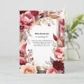 パープルワイルドフラワーフローラ誕生日招待状 招待状 (スタンド正面)