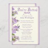 パープルワイルドフラワーブライダルシャワーの招待 招待状 (正面/裏面)