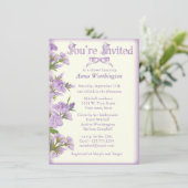 パープルワイルドフラワーブライダルシャワーの招待 招待状 (スタンド正面)
