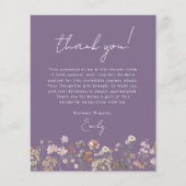 パープルワイルドフラワーブライダルシャワーサンキューカード (正面)