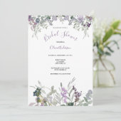 パープルワイルドフラワーブライダルシャワー 招待状 (スタンド正面)