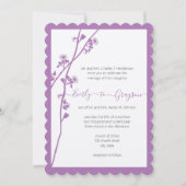 パープルワイルドフラワーブランチ結婚式招待状 招待状 (正面)