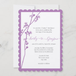 パープルワイルドフラワーブランチ結婚式招待状 招待状