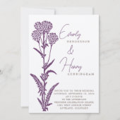 パープルワイルドフラワーブランチ結婚式招待状 招待状 (正面)