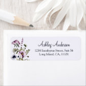 パープルワイルドフラワーブーケ差出人住所ラベル ラベル (インサイチュ)