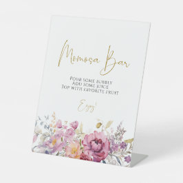 パープルワイルドフラワーベビーシャワーモモモザバー 台座サイン