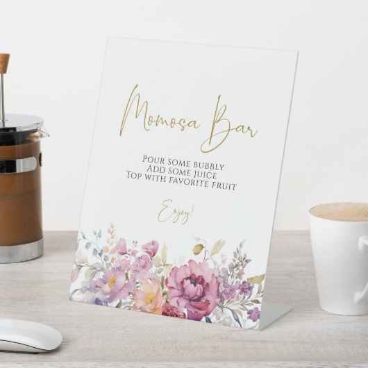 パープルワイルドフラワーベビーシャワーモモモザバー 台座サイン (インサイチュ)