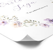 パープルワイルドフラワーボウカスタム文字サイン ポスター (角)