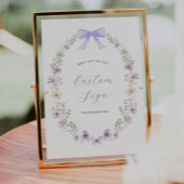 パープルワイルドフラワーボウカスタム文字サイン ポスター