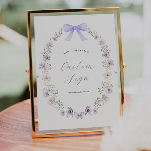 パープルワイルドフラワーボウカスタム文字サイン ポスター
