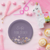 パープルワイルドフラワーボホブライダルシャワーイン開花 ペーパープレート (パーティー)