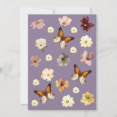 パープルワイルドフラワーラブイン開花ブライダルシャワー 招待状 (裏面)