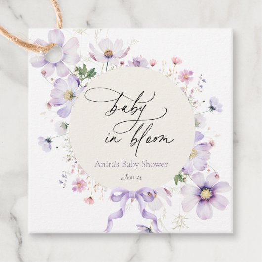 パープルワイルドフラワーリースベビーイン開花 フェイバータグ (正面)