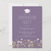 パープルワイルドフラワー卒業パーティーぼほ 招待状 (正面)