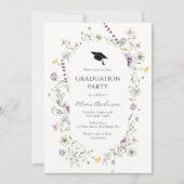 パープルワイルドフラワー卒業パーティー招待状 招待状 (正面)