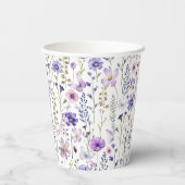 パープルワイルドフラワー春フローラ紙カップ 紙コップ (裏面)