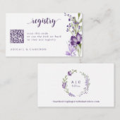 パープルワイルドフラワー結婚のブライダルシャワー名簿 エンクロージャーカード (正面/裏面)
