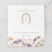 パープルワイルドフラワー結婚の折り畳み座席表 プレイスカード (外部開封)