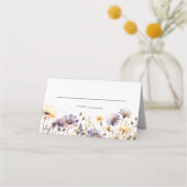 パープルワイルドフラワー結婚の折り畳み座席表 プレイスカード (正面)