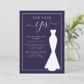 パープルワイルドフラワー結婚ズドレスブライダルシャワー 招待状 (スタンド正面)