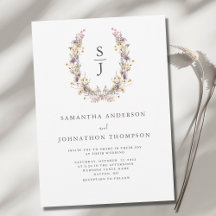 パープルワイルドフラワー結婚式招待状