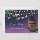 パープルワインバー レトロなワイナリー ブライダルシャワー 招待状 (正面)