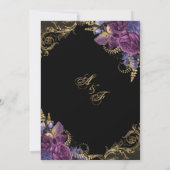 パープルワインフローラアンティーク華美結婚金ゴールドズ 招待状 (裏面)