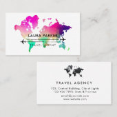 パープルワールドマップ旅行エージェントツアーバケーション  名刺 (正面/裏面)
