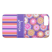 パープルンピンクの花とストライプ花 Case-Mate iPhoneケース (裏面(横))