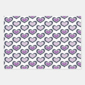 パープルヴァレンティーンズデイハート ラッピングペーパーシート (正面3)