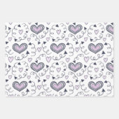 パープルヴァレンティーンズデイハート ラッピングペーパーシート (正面2)