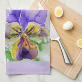 パープルヴィオラウォーターカラーウィメンズラベンダー薄紫 キッチンタオル (四つ折り)