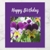 パープルヴィオラパンシーかわいらしフラワーカード ワインラベル (シングルラベル)