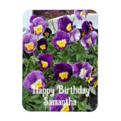 パープルヴィオラパンシーフラワーフラワーズフローラ誕生日 マグネット (縦)