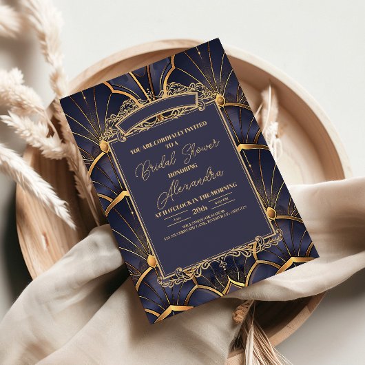 パープルヴィンテージアールデコブライダルシャワー 招待状