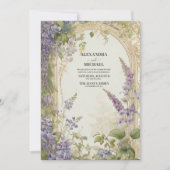 パープルヴィンテージウェディングウィリアム・モリス 招待状 (正面)