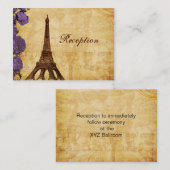 パープルヴィンテージエッフェルタワーパリ披露宴カード エンクロージャーカード (正面/裏面)