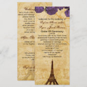 パープルヴィンテージエッフェルタワーパリ結婚式プログラム プログラム (正面/裏面)