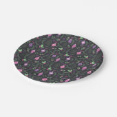 パープルヴィンテージクリスマスオーナメントパターン ペーパープレート (アングル)